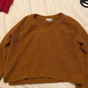 Burnt orange crop top v neck sweater Madewell